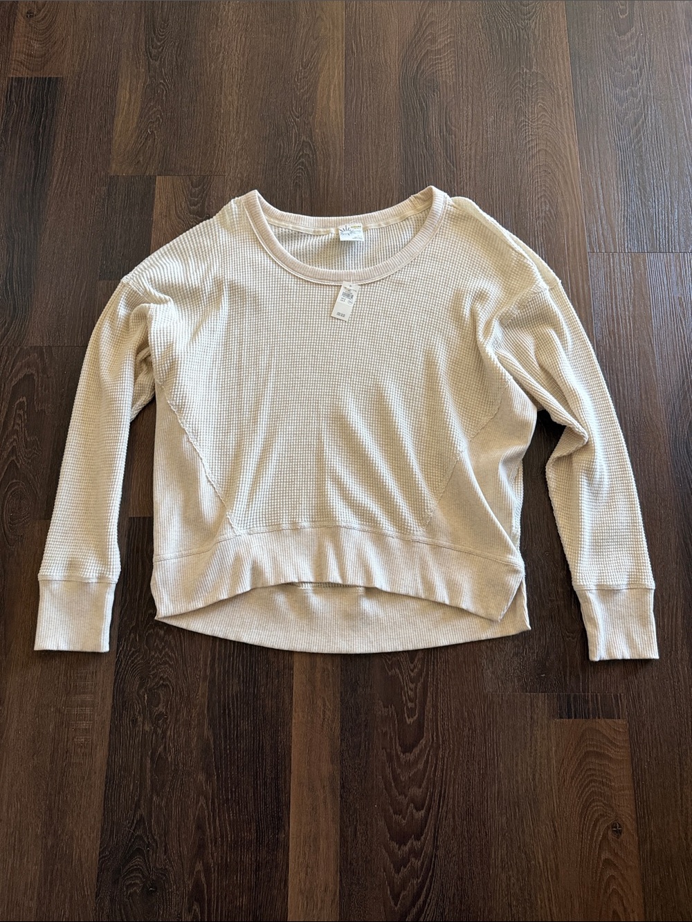 Aerie Waffle-Knit Crewneck Sweater - Cream